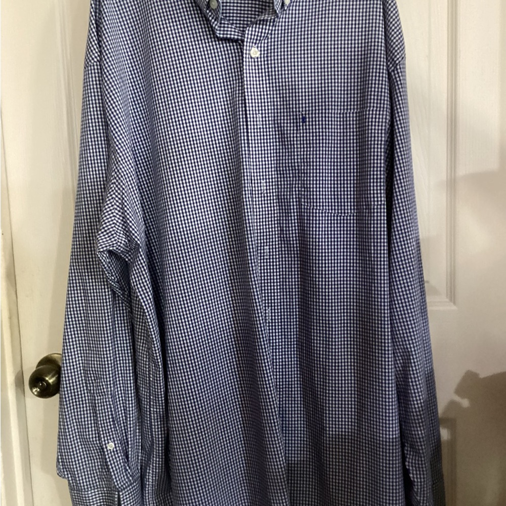 Izod Blue Casual Button Down Shirt with Classic Check Design